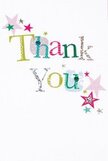 The gentle, inviting joy of this thank you card feels as if it was handpicked for the welcoming neighbourhoods of Isleworth. Each letter in 'Thank You' arrives in a procession of colour and texture-shimmering with silver, glowing in warm yellow, painted lively green, and tranquil blue. Detailed accents of tiny dots and subtle stitched motifs speak to the loving craftsmanship reminiscent of Isleworth's artisan market stalls. Sprinkled around the words, playful stars in tones of pink, teal, and soft silver gather like a constellation above Brentford Lock, framing the message with warmth and festive spirit. The background's pristine whiteness gives generous space for every detail to shine, evoking calm and clarity, while the careful composition allows each letter and star to dance lightly, never feeling crowded. The overall impression is one of cheerful gratitude-a touch of whimsy and sincere appreciation, much like the spontaneous acts of kindness celebrated throughout Isleworth. Imagine receiving this card alongside a bright arrangement delivered the same day-its textures and hues shimmering with heartfelt thanks, carrying a piece of the local community's embrace straight to your door.